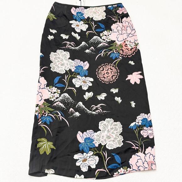 Zara Printed Asian Style Flower Patterned A Line Skirt Blogger Fav Size S NWT - Picture 2 of 7